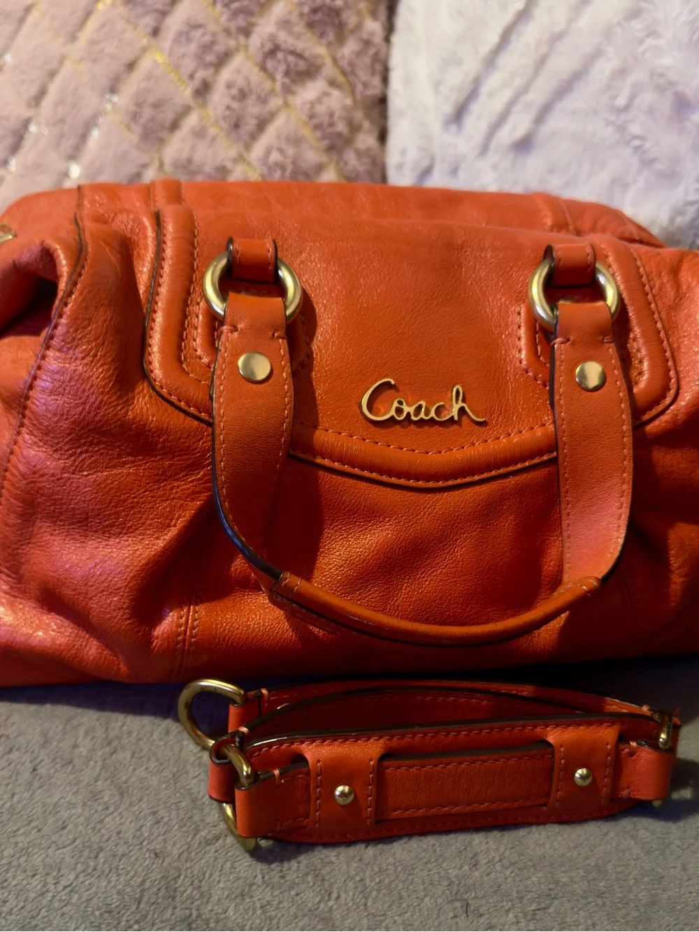 Authentic Coach Ashley Satchel with Gold Hardware